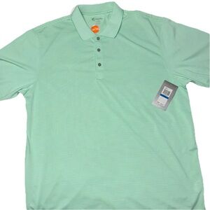 Men's IZOD Polo T-Shirt Peppermint Stripped Green XL UV Block 15 NWT